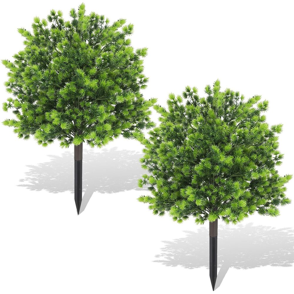 4388 Artificial Boxwood Topiary Ball Trees with Ground Spikes UV Resistant
